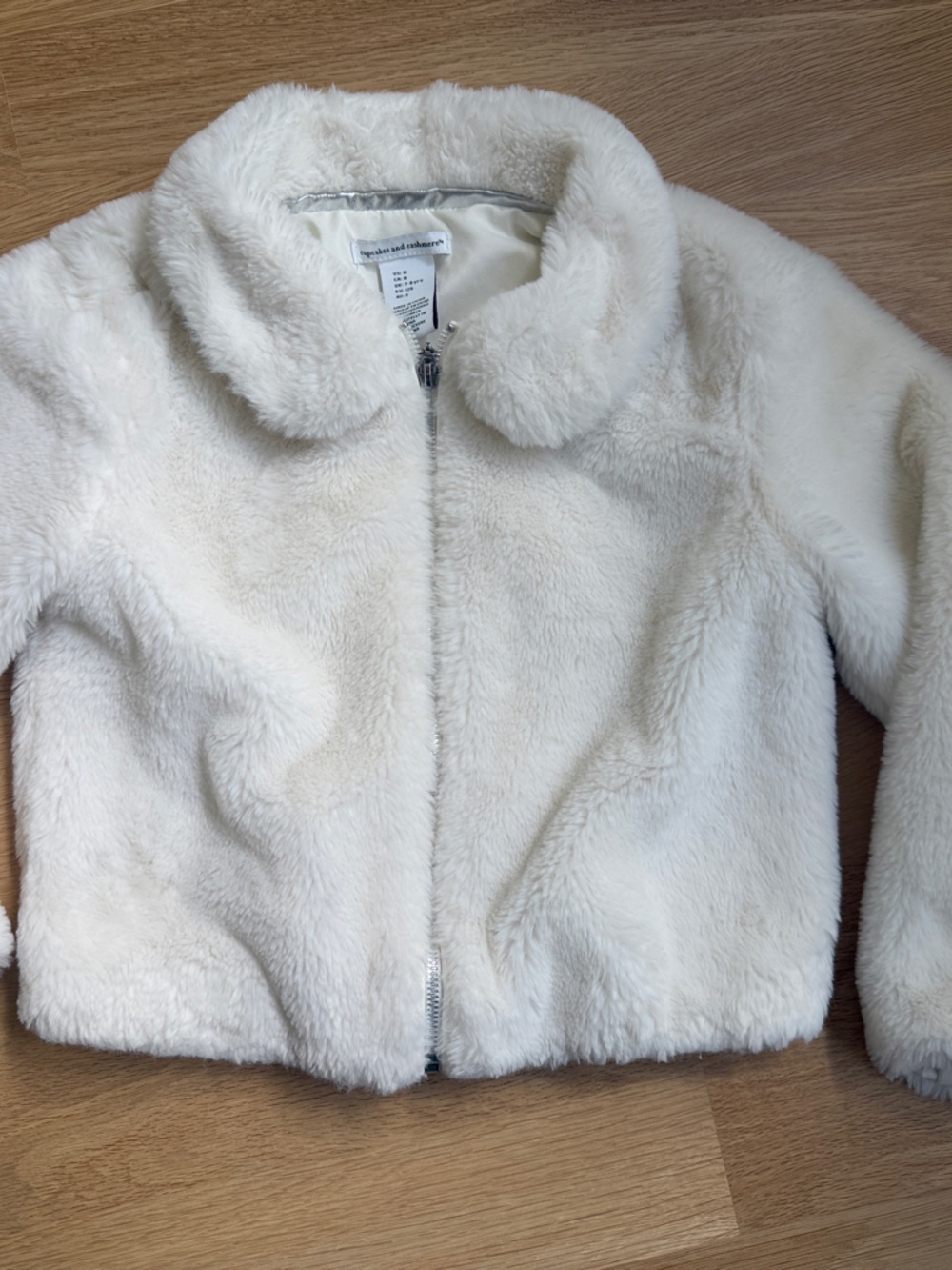 cupcakes & cashmere Cream Faux Fur Kids Puffer Jacket